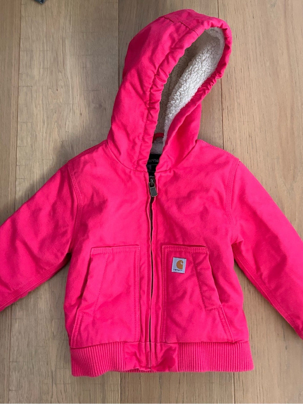 Carhartt Toddler Girls Pink Sherpa Lined Hooded Jacket - Picture 6 of 6